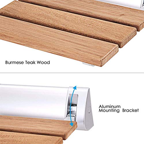 Banco de Ducha de Madera Plegable Asiento Plegable de Aluminio para bañera, bañera montada en la Pared en Tablero para Barco, Ducha, Sala de Vapor y Sauna