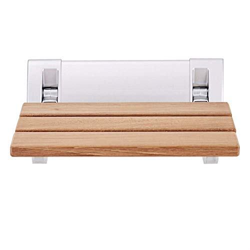 Banco de Ducha de Madera Plegable Asiento Plegable de Aluminio para bañera, bañera montada en la Pared en Tablero para Barco, Ducha, Sala de Vapor y Sauna