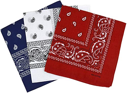 Bandanas Paisley Pack de 3 Pañuelos Paisley Algodón Paisley Print Cuello Bufanda Diadema Cara Cubierta o Mascarilla Para Al Aire Libre Pañuelo 100% Algodón Unisex Bandana