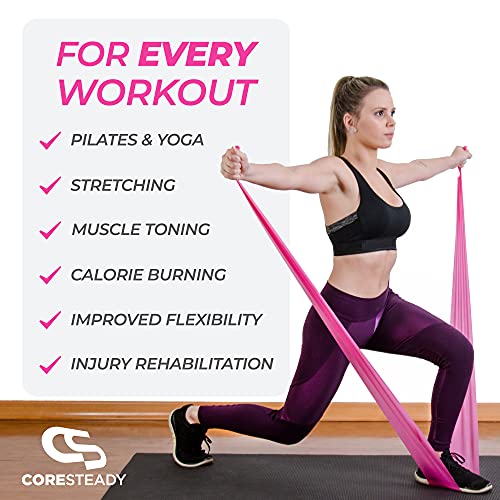 Bandas de Resistencia Terapéuticas Coresteady | Bandas de Fitness de calidad superior para Pilates, Yoga, entrenamiento de fuerza | Fisioterapia y rehabilitación |Para hombres y mujeres |Guía incluida