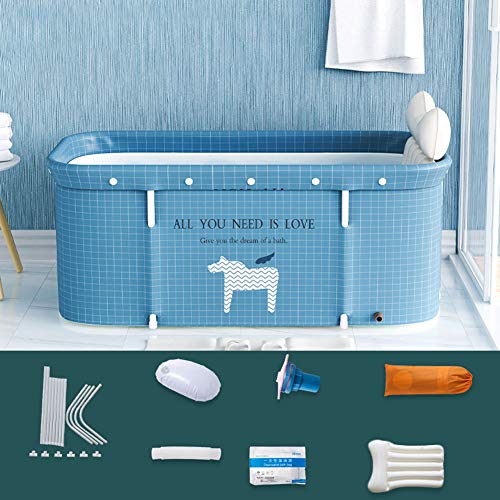 Bañera plegable portátil para adultos, 120 cm, no inflable, baño familiar, independiente, bañera de vapor, spa, plástico grueso, ideal para baño de agua caliente y baño de hielo, apta para ducha