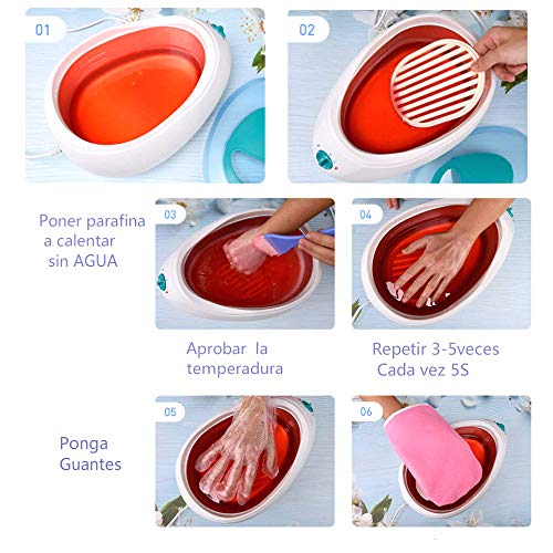 Baños de Parafina Calentador de Parafina para Manos y Pies Máquina de Cera de Parafina Baño de Parafina Parafina Guantes Booties Parafina 100 Guantes plástico