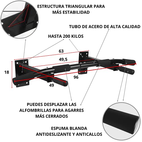 Barra De Dominadas De Pared | Pull Up Bar Multifuncional Para Hacer Deporte En Casa | Entrenamiento En El Exterior, Gimnasio, Fitness, Calistenia Y Workout