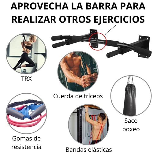 Barra De Dominadas De Pared | Pull Up Bar Multifuncional Para Hacer Deporte En Casa | Entrenamiento En El Exterior, Gimnasio, Fitness, Calistenia Y Workout