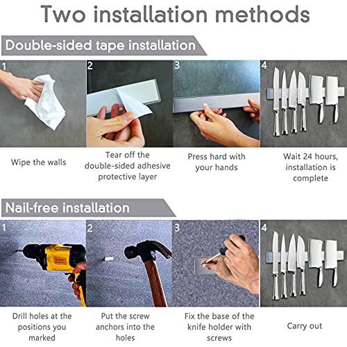Barra Magnetica para Cuchillos 40 cm,Cuchillero Magnetico, Universal,Acero Inoxidable Cuchillero Magnetico,para Herramientas Otros Utensilios y Organizacion
