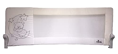 Barrera de cama nido para bebé, 180 x 66 cm. Modelo osito y luna beige. Barrera de seguridad. Sello de calidad SGS.