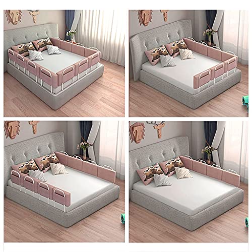 Barrera de Cama Niños Anticaída, Barandilla de Seguridad Infantil para Camas de Niños y adultos, con Cremallera Extraíble y Lavable, Ajustables en Altura, 50 60 100 150 180 200cm, Verde Gris Rosa