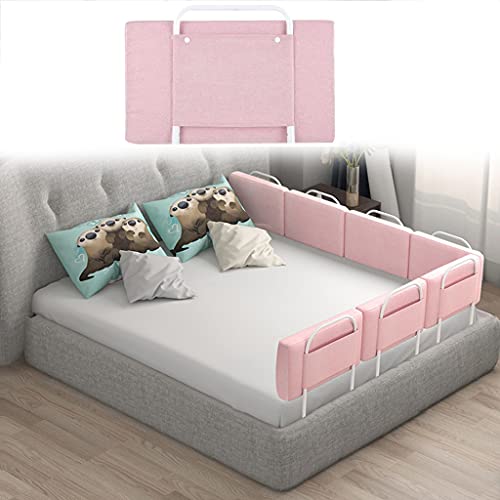 Barrera de Cama Niños Anticaída, Barandilla de Seguridad Infantil para Camas de Niños y adultos, con Cremallera Extraíble y Lavable, Ajustables en Altura, 50 60 100 150 180 200cm, Verde Gris Rosa