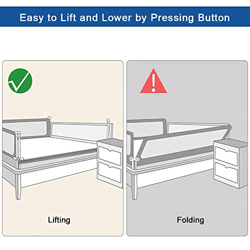 Barrera de Cama para Niños, Barrera de Seguridad Antifalling para Cama para Protección, Barrera de Cama Extensible seguridad abatible Color Beige Talla:180 x 68 cm