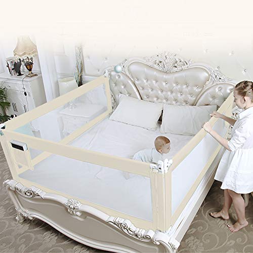 Barrera de Cama para Niños, Barrera de Seguridad Antifalling para Cama para Protección, Barrera de Cama Extensible seguridad abatible Color Beige Talla:180 x 68 cm