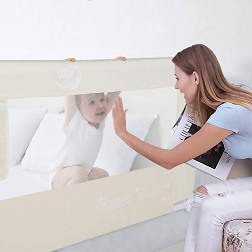 Barrera de Cama para Niños, Barrera de Seguridad Antifalling para Cama para Protección, Barrera de Cama Extensible seguridad abatible Color Beige Talla:180 x 68 cm