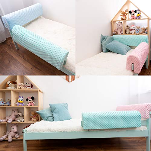 Barrera de cuna para bebé, protector de espuma, protección contra caídas, dormir, cama infantil, cama de bebé, rejilla de protección de cama, barrera, protector de cama | Minky (rosa)