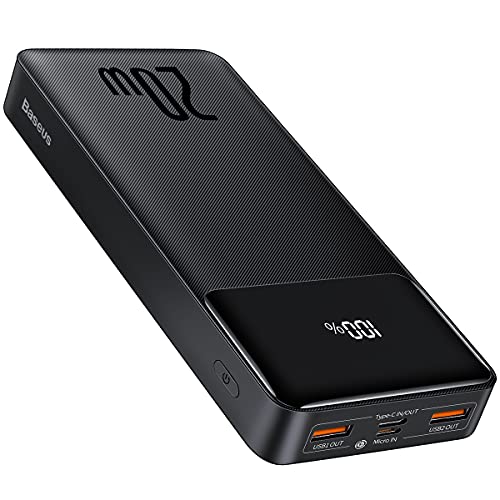 Baseus Batería Externa, PD 20W de Carga Rápida 20000mAh USB C Power Bank Pantalla LED de Cargador Portatil iPhone Compatible con iPhone 13/12 Pro MAX Mini iPad Pro Samsung Galaxy S21, Negro