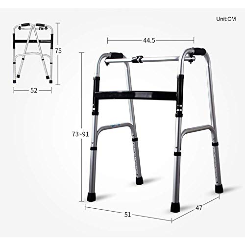 Bastidor para Andar Andador Plegable para Andar Auxiliar Andador De Cuatro Patas para Ancianos Andador De Aluminio Ligero Bastón Antideslizante con Ayudas Hospitalarias