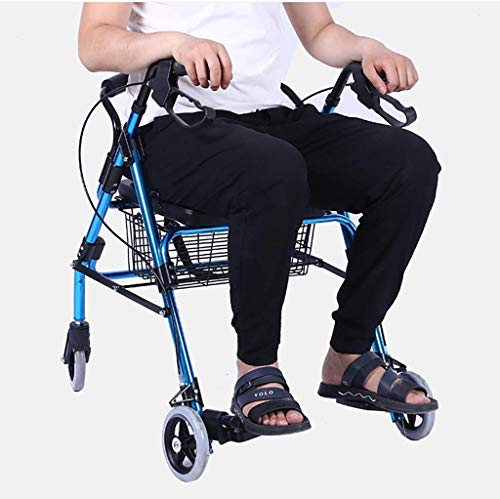 Bastidor para Caminar con Andador con Pedal para Ancianos Carrito De La Compra Carrito De Viaje Puede Sentarse Andador con Ruedas Plegable Bastón Antideslizante con Ayudas Hospitalarias