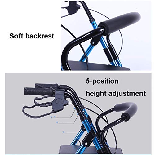 Bastidor para Caminar con Andador con Pedal para Ancianos Carrito De La Compra Carrito De Viaje Puede Sentarse Andador con Ruedas Plegable Bastón Antideslizante con Ayudas Hospitalarias