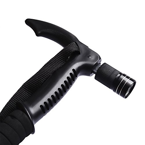 Bastón antideslizante de 4 articulaciones para senderismo, alpenstock recto con luz LED, bastón de viaje, senderismo, montañismo, color negro