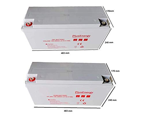 BaterÍa 12V GEL AGM 150Ah-200Ah (C10-C100) para instalaciones solar, autocaravana,telefonica y hogal (TP200-AGM)