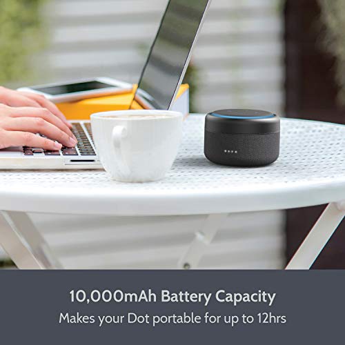 Bateria Echo Dot 3, Base de Batería Portátil para Amazon Echo Dot 3ª Generación Altavoz Inteligente, hasta 12 Horas de Reproducción (Echo Dot no Incluido) - Negro