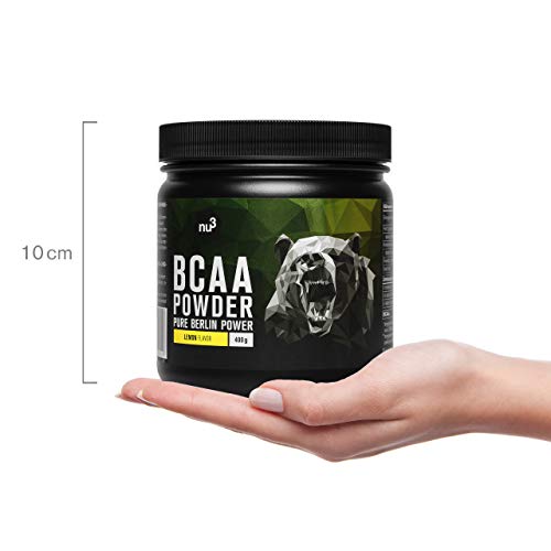 BCAA en polvo - Aminoácidos ramificados sabor limón - 400g (40 porciones) - Proporción óptima de leucina, isoleucina y valina - Balance 2:1:1 - Suplemento deportivo - Nutrición vegana - de nu3