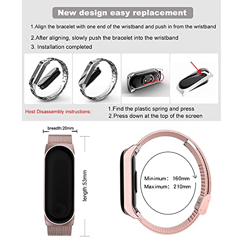 BDIG Correa Compatible para Xiaomi Mi Band 6 Correas Metal Mi Band 5, Pulsera de Acero Inoxidable Agradable para Mi Band 6 & Mi Band 5 Correa(No Host)(Melan Rosa)