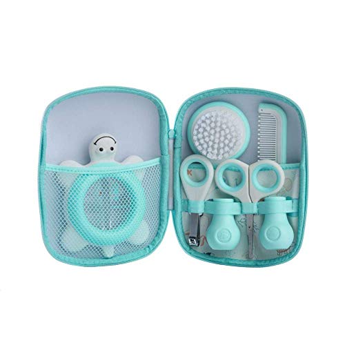 Bébé Confort - Neceser de aseo para bebés, incluye termómetro + tijeras + cortaúñas + peine + cepillo para bebés, Azul