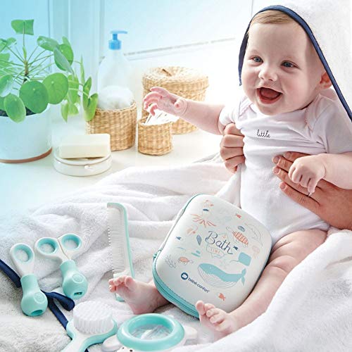 Bébé Confort - Neceser de aseo para bebés, incluye termómetro + tijeras + cortaúñas + peine + cepillo para bebés, Azul