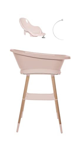 Bebe-jou Set Sense Bañera Led + Soporte Sense + Hamaca de Baño Mellow Rose + Tubo Desagüe