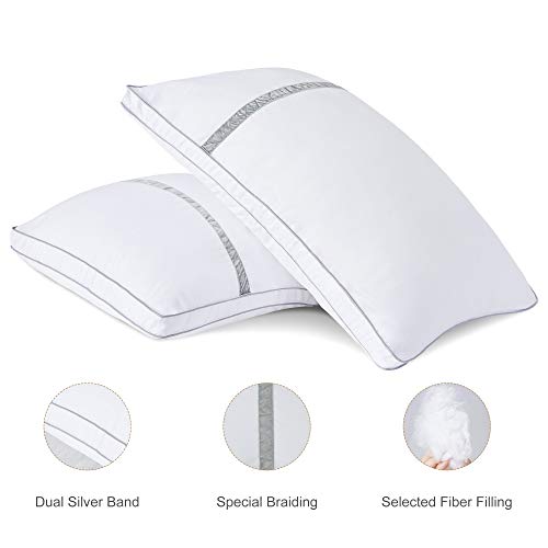 BedStory Almohadas Fibra con Relleno 3D Fibra Mantiene la Forma Almohadas Antiácaros para de Cama Almohadas para Hoteles Pack de 2 (42x70cm, Gris)