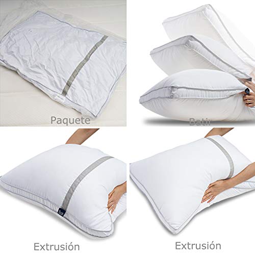 BedStory Almohadas Fibra con Relleno 3D Fibra Mantiene la Forma Almohadas Antiácaros para de Cama Almohadas para Hoteles Pack de 2 (42x70cm, Gris)