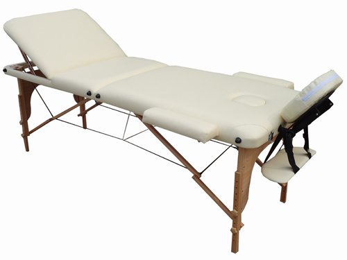 BELTOM Camilla de Masaje 3 Zonas portatil 180 x 56 cm. - Pesa Solo 13.3 kg. y con Accesorios 14,5 kg. - Mesa Cama Banco Plegable Reiki Fsioterapeuta - Crema