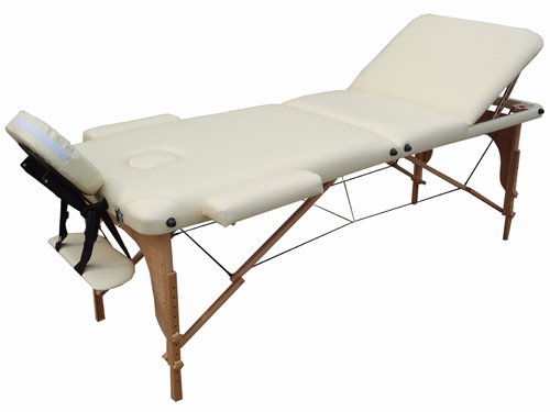 BELTOM Camilla de Masaje 3 Zonas portatil 180 x 56 cm. - Pesa Solo 13.3 kg. y con Accesorios 14,5 kg. - Mesa Cama Banco Plegable Reiki Fsioterapeuta - Crema