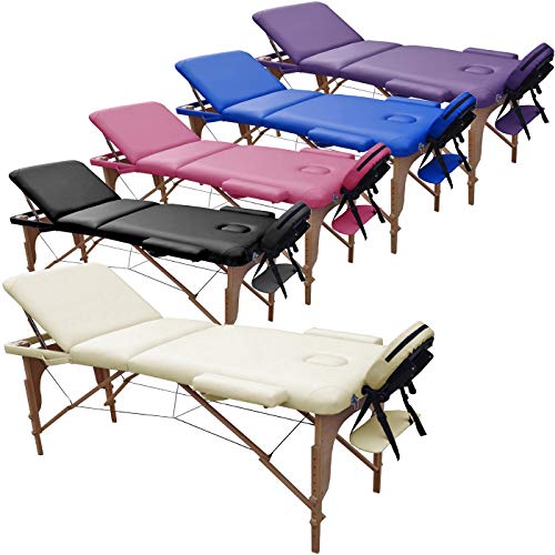 BELTOM Camilla de Masaje 3 Zonas portatil 180 x 56 cm. - Pesa Solo 13.3 kg. y con Accesorios 14,5 kg. - Mesa Cama Banco Plegable Reiki Fsioterapeuta - Crema