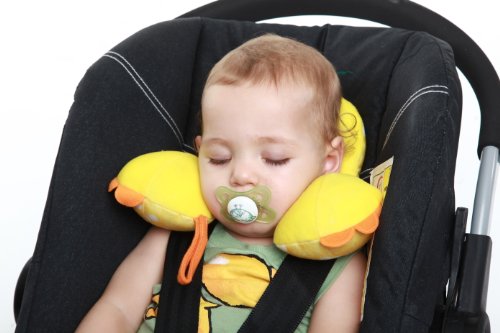 Ben Bat - Reposacabezas Coche Niño - Almohada Cervical Amigos de Viaje - Motivo Pollito - Niños 0 a 1 año - Medidas 1 x 23 x 29 cm - Para Sillas Grupo 0/0+ (0 a 13Kg) - Soporta Cabeza y Cuello