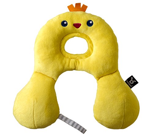 Ben Bat - Reposacabezas Coche Niño - Almohada Cervical Amigos de Viaje - Motivo Pollito - Niños 0 a 1 año - Medidas 1 x 23 x 29 cm - Para Sillas Grupo 0/0+ (0 a 13Kg) - Soporta Cabeza y Cuello