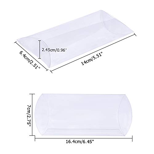 BENECREAT 30 Pack Caja Transparente de Plástico PVC Cajita Plegable de Regalo en Forma de Almohada Almacenemiento de Caramelo para Navidad Boda Fiesta Cumpleaños