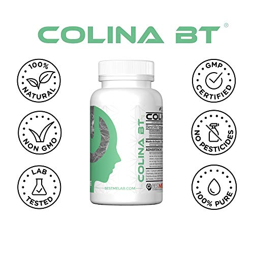 Bestme Colina Bt ✔ Bitartrato de Colina 250 Mg. Nootrópico Natural para la Memoria y Concentración . Nutriente Esencial Precursor de la Acetilcolina . 60 Cápsulas