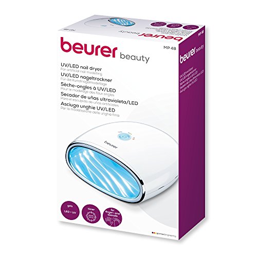 Beurer MP48 Secador Uña scon Luz UVA Compacto, Blanco, 18 LEDs, Temporizador, Secado Rápido