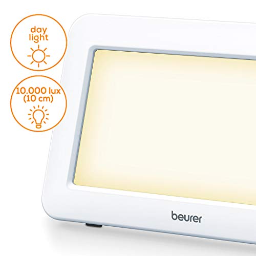 Beurer TL20UK Lámpara LED ultracompacta SAD ayuda a manejar el trastorno afectivo estacional simulando la luz solar a 10.000 Lux, soporte ajustable, certificado médicamente