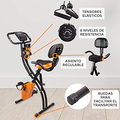 Bicicleta Estática Magnética con 8 niveles de Resistencia WONDER BIKE. Plegable, Cómodo y Fácil de Transportar. Ejercicio Completo.