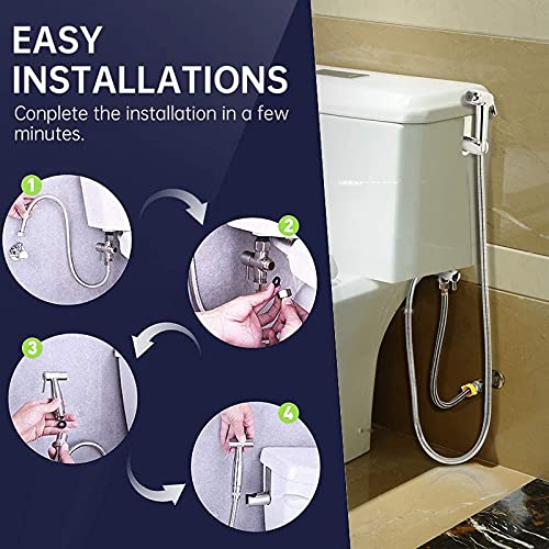 Bidet Portatil Duchas Higienicas para WC,Acero Inoxidable con Funciones manuales y automáticas,Modo fuerte y débil