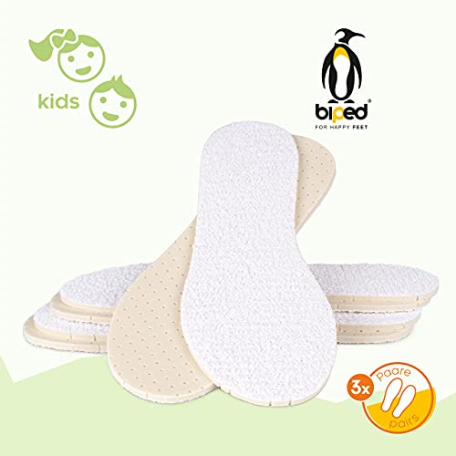 biped 3 pares de plantillas infantiles para zapato abierto, desodorantes, con fresco aroma de cítricos, plantillas de rizo de algodón con suave acolchado de látex natural z2775 (30-31)