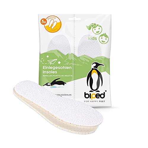 biped 3 pares de plantillas infantiles para zapato abierto, desodorantes, con fresco aroma de cítricos, plantillas de rizo de algodón con suave acolchado de látex natural z2775 (30-31)