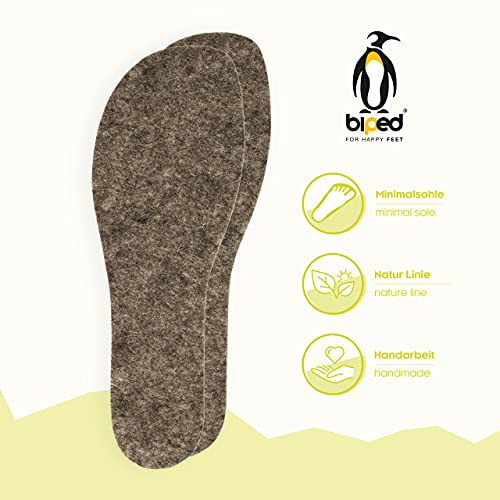 biped suela minimalista ZUBIRI - 2 pares de plantillas para zapatos descalzos - Plantillas de fieltro de lana auténtica - calza en calzado minimalista para adultos y niños (37)