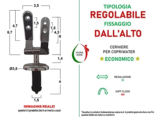 Bisagras ajustables económicas fijación desde la parte superior de expansión cromo brillante para tapa de inodoro de madera by HYDRO HOME