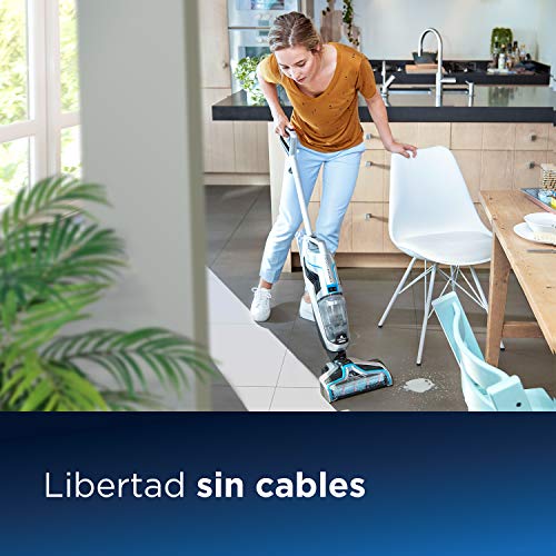 Bissell CrossWave Cordless Aspirador y Limpiador Multifuncional sin Cables para Suelos Duros y alfombras, 250 W, 1.44 litros, 80 Decibelios, Plastic, Plata