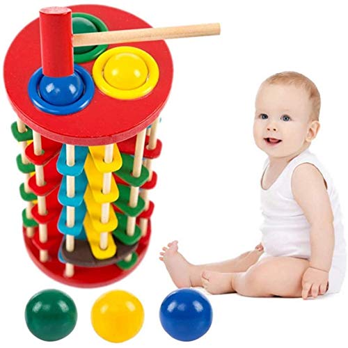 BJINDH Juguetes de Madera Mano de la Escalera de bateo Knock The Ball Temprano Educativo Juguetes Coloridos para Niños Niños Padre-Child Toys Interactive Recreativo