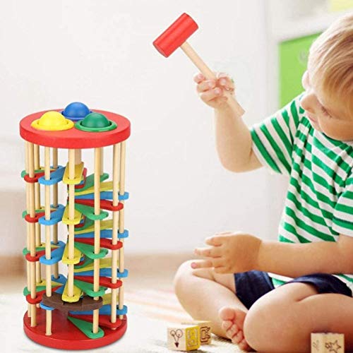 BJINDH Juguetes de Madera Mano de la Escalera de bateo Knock The Ball Temprano Educativo Juguetes Coloridos para Niños Niños Padre-Child Toys Interactive Recreativo