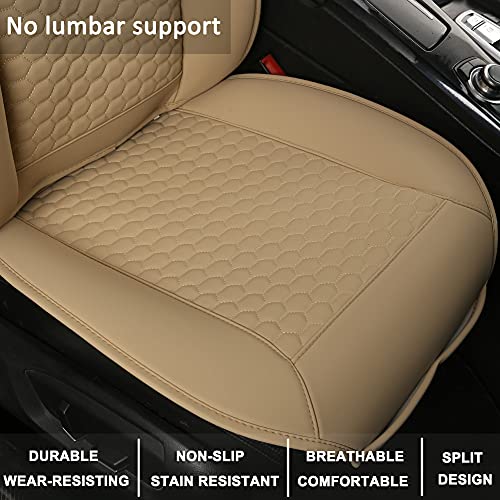 Black Panther Funda Asiento Coche Delantero, Protector Asiento Delantero Cuero de PU, con Reposacabezas(1 Pieza Beige)