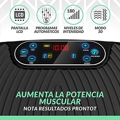 Bluefin Fitness Plataforma Vibratoria 3D con Doble Motor Gran Superficie Anti-Deslizante | Altavoces Bluetooth | Ideal para Perder Peso | Diseño Británico (Negro)